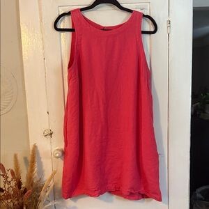 Hot Pink Sleeveless Linen Mini Dress